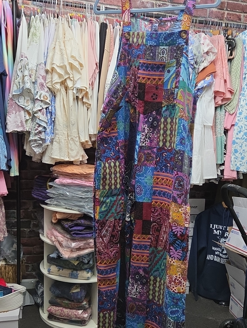 Boho Patchwork Wide-Leg Jumpsuit in Multicolor